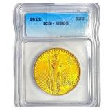 1911 $20 Gold Double Eagle ICG MS63