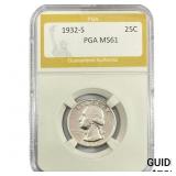 1932-S Washington Silver Quarter PGA MS61