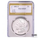 1881-S Morgan Silver Dollar PGA MS64