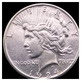 1924-S Silver Peace Dollar CHOICE AU