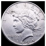 1934 Silver Peace Dollar CLOSELY UNCIRCULATED