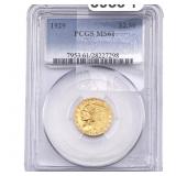 1929 $2.50 Gold Quarter Eagle PCGS MS61