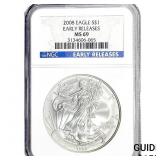 2008 Silver Eagle NGC MS69