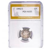 1942/1 Mercury Silver Dime PGA AU55