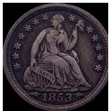 1853 Arrows Seated Liberty Silver Half Dime NEARLY