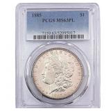 1885 Morgan Silver Dollar PCGS MS63 PL