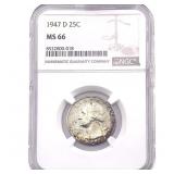 1947-D Washington Silver Quarter NGC MS66
