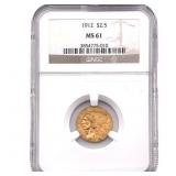 1912 $2.50 Gold Quarter Eagle NGC MS61