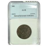 1846 Braided Hair Large Cent NNC AU58