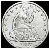 1867 Seated Liberty Half Dollar CLOSELY UNCIRCULA