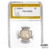1936-S Buffalo Nickel PGA MS65