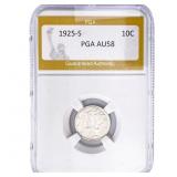 1925-S Mercury Silver Dime PGA AU58