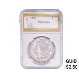 1892 Morgan Silver Dollar PGA MS63