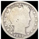 1892-S Silver Barber Quarter NICELY CIRCULATED