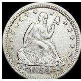 1854 Arrows Seated Liberty Quarter CLOSELY UNCIRC