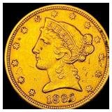 1895 Liberty Head Half Eagle $5 Gold CLOSELY UNCIR