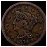 1844 Braided Hair Large Cent ABOUT UNCIRCULATED
