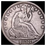 1858 Seated Liberty Half Dollar NEARLY UNCIRCULATE