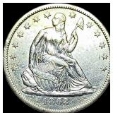 1863 Seated Liberty Half Dollar CLOSELY UNCIRCULAT