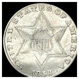 1858 Silver Three-Cent Piece HIGH GRADE