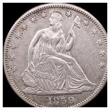 1859 Seated Liberty Half Dollar CLOSELY UNCIRCULAT