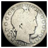 1901-S Silver Barber Half NICELY CIRCULATED