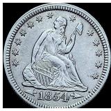 1854 A+R Seated Liberty Quarter CHOICE AU