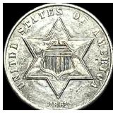1861 Silver Three-Cent Piece CLOSELY UNCIRCULATED