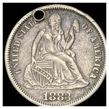 1883 Seated Liberty Dime (holed). HIGH GRADE