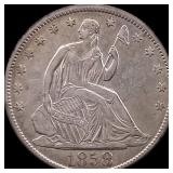 1858-O Silver Half Dollar CLOSELY UNCIRCULATED