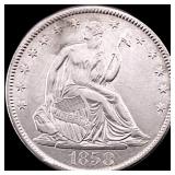 1858-O Silver Half Dollar NEARLY UNCIRCULATED