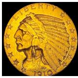 1910 Indian Head Half Eagle $5 Gold CLOSELY UNCIRC