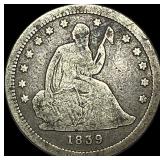 1839 Silver Seated Liberty Quarter NICELY CIRCULAT
