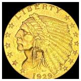 1929 Indian Head Gold $2.50 Quarter Eagle CLOSELY