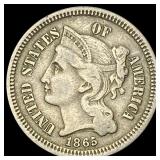 1865 Nickel Three-Cent Piece NEARLY UNCIRCULATED