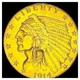1914-D Gold Indian Head Quarter Eagle $2.50 CLOSEL