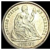 1891 Silver Dime CHOICE AU