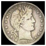 1894-S Silver Barber Half Dollar LIGHTLY CIRCULATE