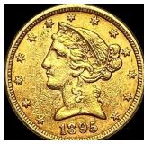1895 Liberty Head Half Eagle $5 Gold CLOSELY UNCIR