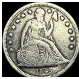 1843 Silver Seated Liberty Dollar NICELY CIRCULATE