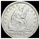 1853 Arrows/Rays Seated Liberty Quarte LIGHTLY CI