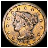 1846 Braided Hair Large Cent LIGHTLY CIRCULATED