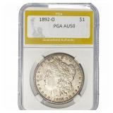 1892-O Morgan Silver Dollar PGA AU50