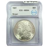 1921 Morgan Silver Dollar ICG MS64