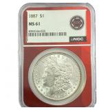 1887 Morgan Silver Dollar NGC MS61