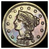 1855 Braided Hair Large Cent CLOSELY UNCIRCULATED