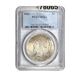 1924 Silver Peace Dollar PCGS MS64