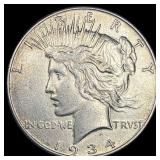 1934 Silver Peace Dollar CLOSELY UNCIRCULATED
