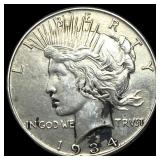 1934 Silver Peace Dollar NEARLY UNCIRCULATED
