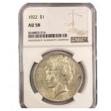 1922 Silver Peace Dollar NGC AU58